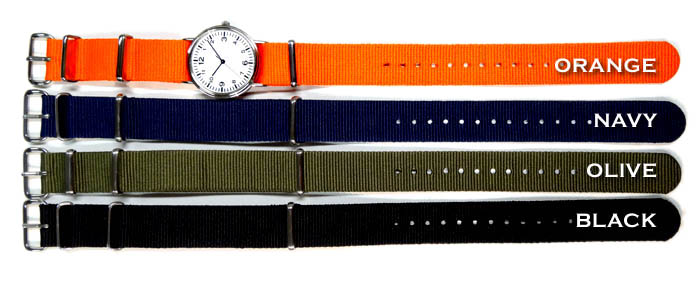 オリジナル腕時計 ナイロン(NATOタイプ)バンド4カラー　W-12AMN