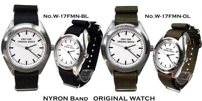 オリジナル腕時計 ナイロン(NATOタイプ)バンド ブラック・オリーブ　W-17FMN