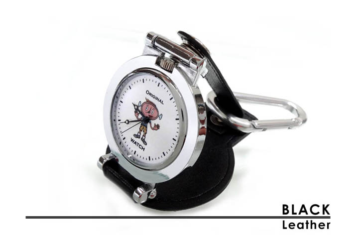 オリジナル懐中時計＆置き時計-3wayウォッチ ブラックレザー　W-47
